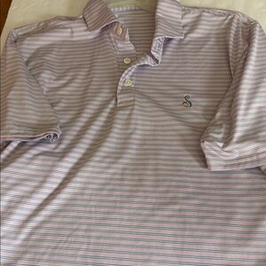 Striped Men’s Polo Shirt - Light Pink/Blue